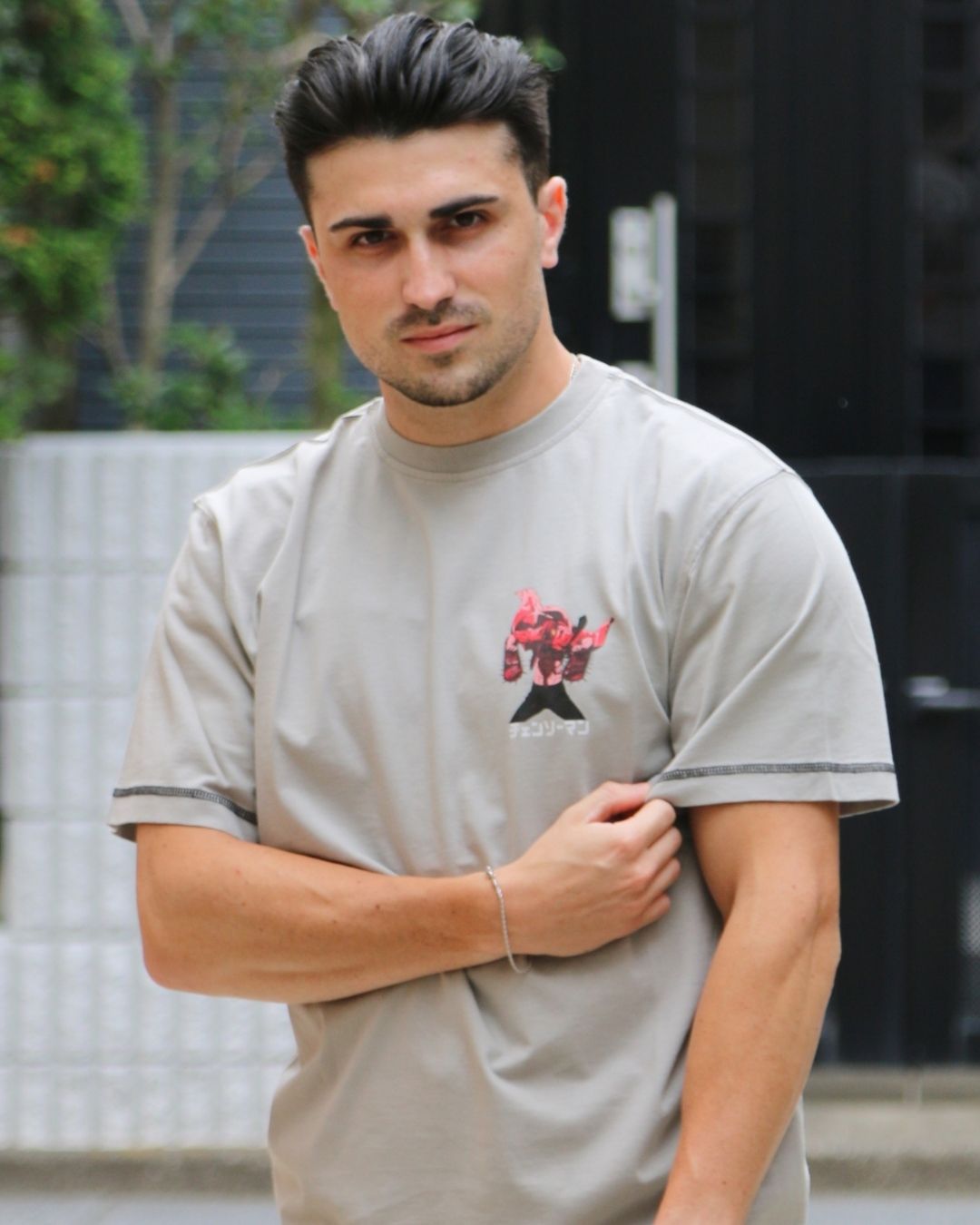 T-shirt Denji gris de la boutique Tous Imparfaits, de face