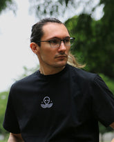 T-shirt noir Basics Tous Imparfaits, de face