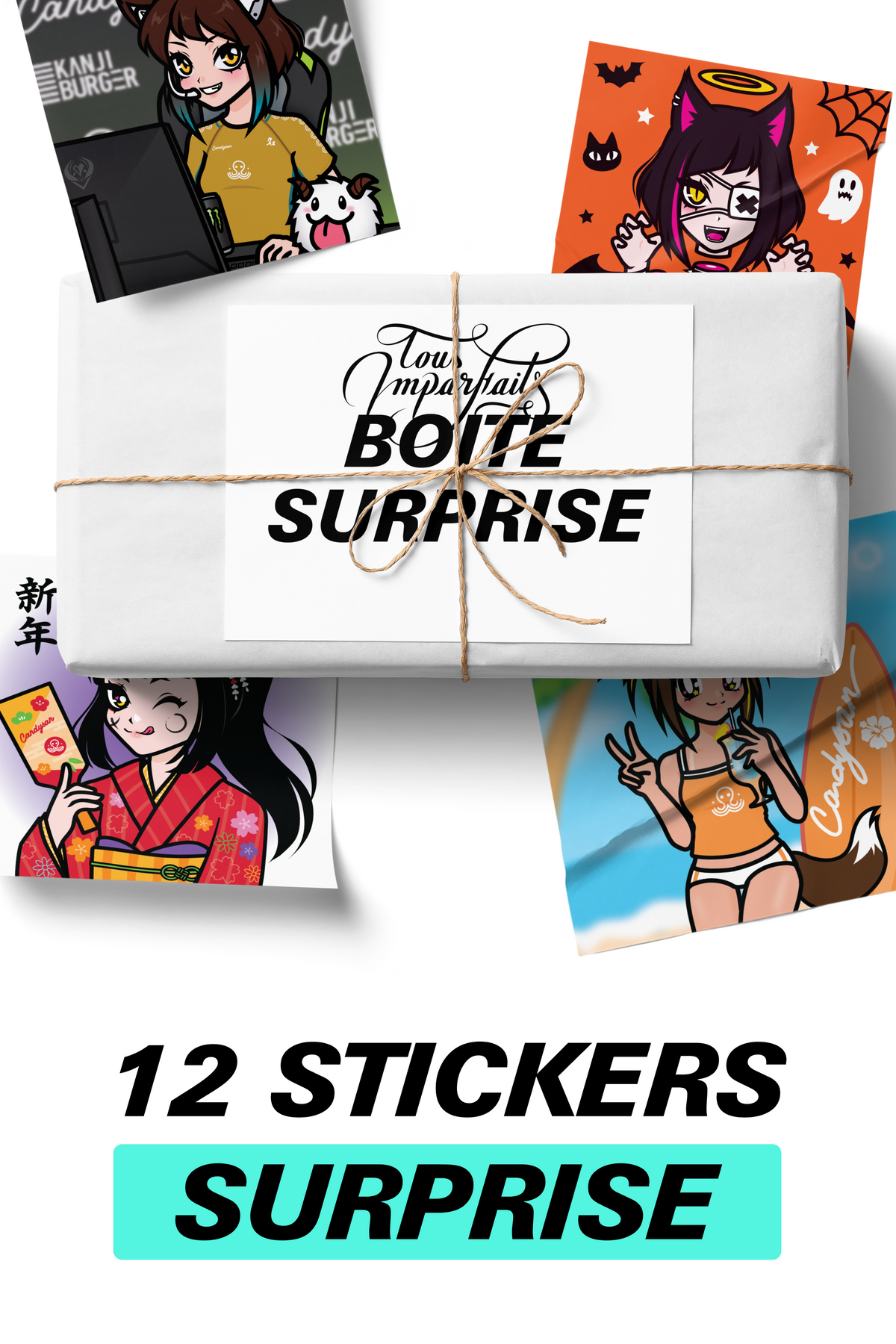 Boîte surprise de 12 stickers Ici Japon